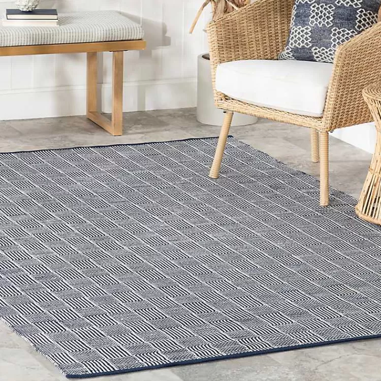 blue__ivory_checkered_indooroutdoor_runner_x_8.webp Blue & Ivory Checkered Indoor/Outdoor Runner, 3x8>Kirklands Home New