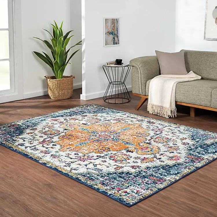 Blue & Orange Boho Medallion Area Rug, 5x7>Kirklands Home Cheap