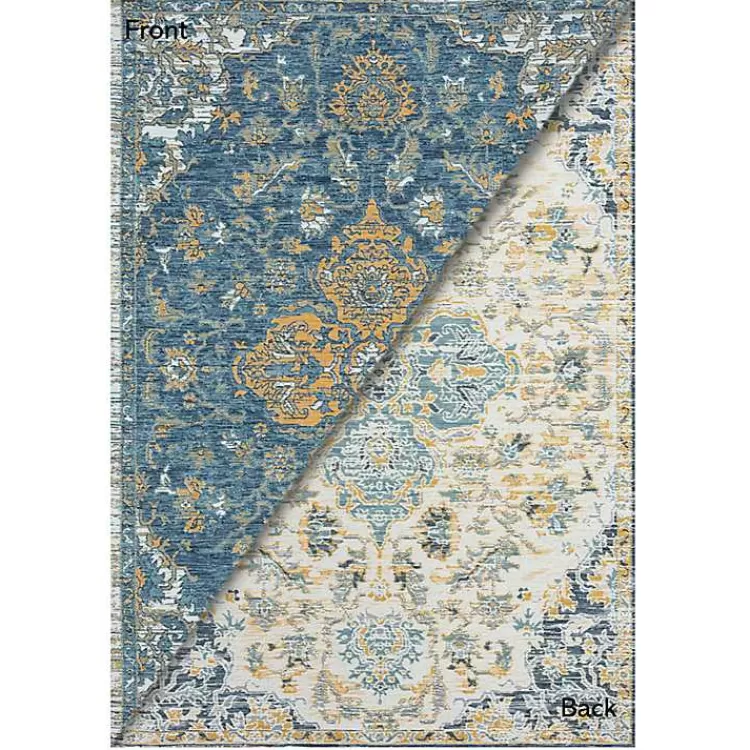 Blue & Orange Medallion Reversible Area Rug, 5x7>Kirklands Home Sale