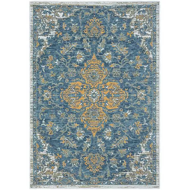 Blue & Orange Medallion Reversible Area Rug, 5x7>Kirklands Home Sale