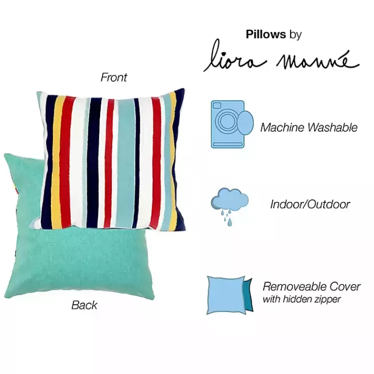 Blue & Red Lamontage Stripe Outdoor Throw Pillow>Kirklands Home Hot