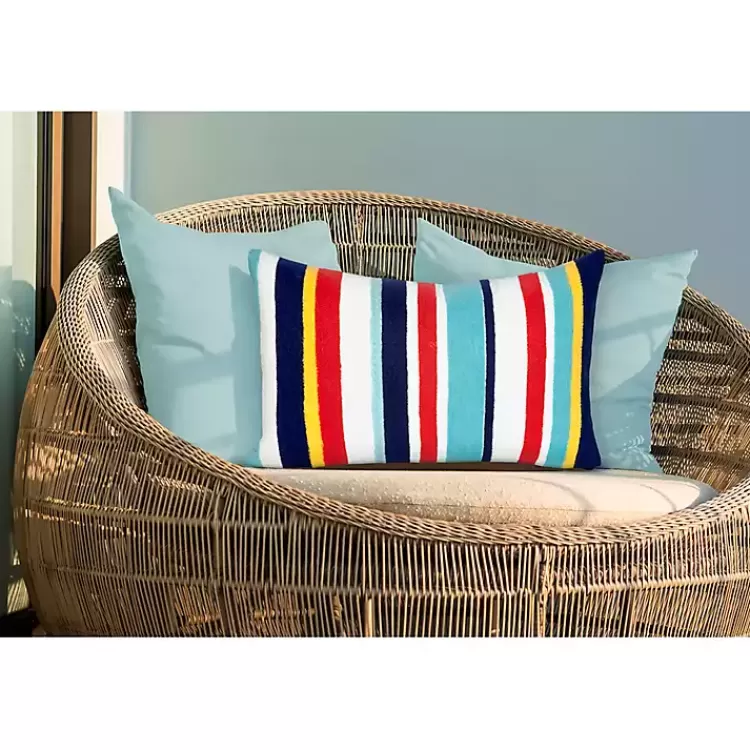 Blue & Red Lamontage Stripe Outdoor Throw Pillow>Kirklands Home Hot