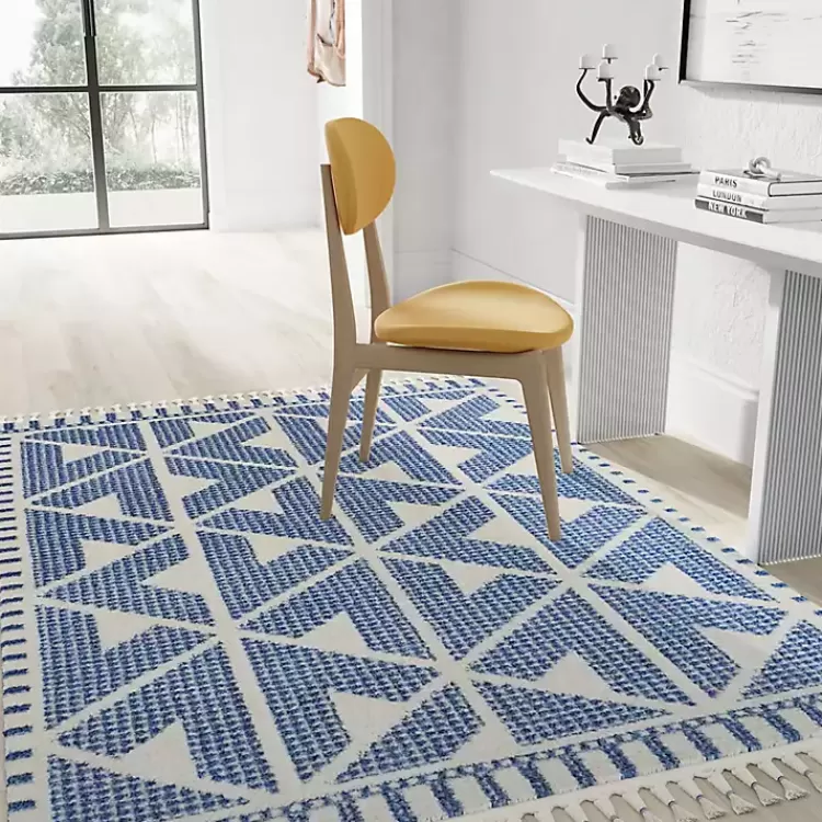 blue__white_geometric_shag_area_rug_x_2.webp & White Geometric Shag Area Rug, 8x10>Kirklands Home Flash Sale