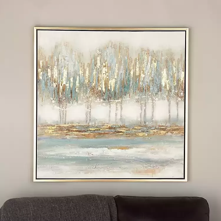 Blue Abstract Trees Framed Canvas Art Print>Kirklands Home Cheap