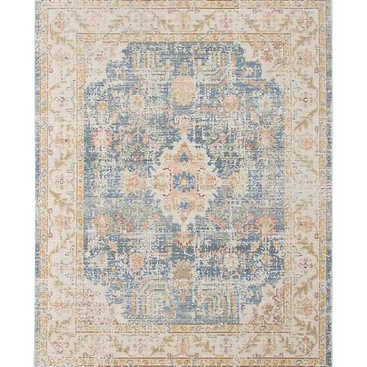 Blue and Beige Vintage Border Area Rug, 2x3>Kirklands Home Cheap