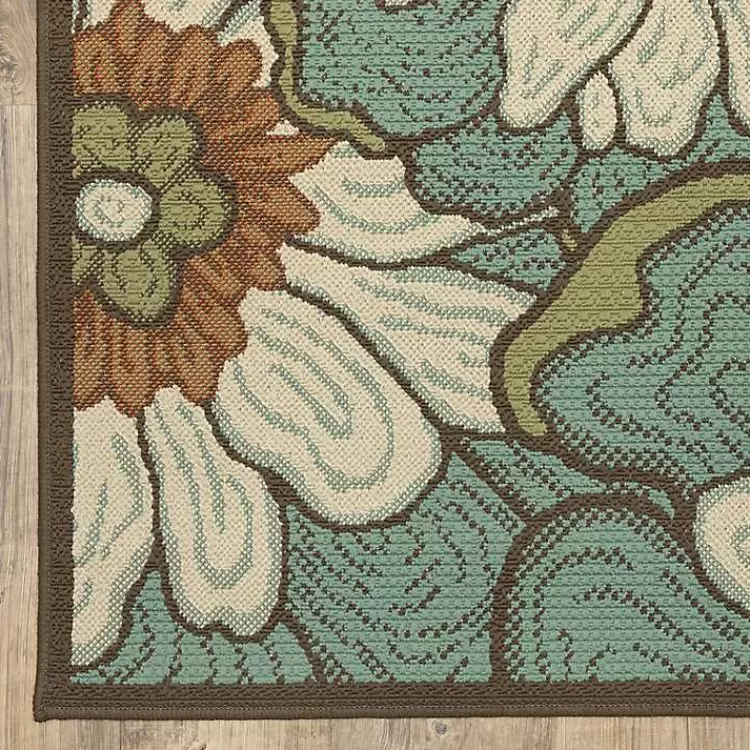 Blue and Ivory Flowers Outdoor Area Rug, 3x5>Kirklands Home Shop