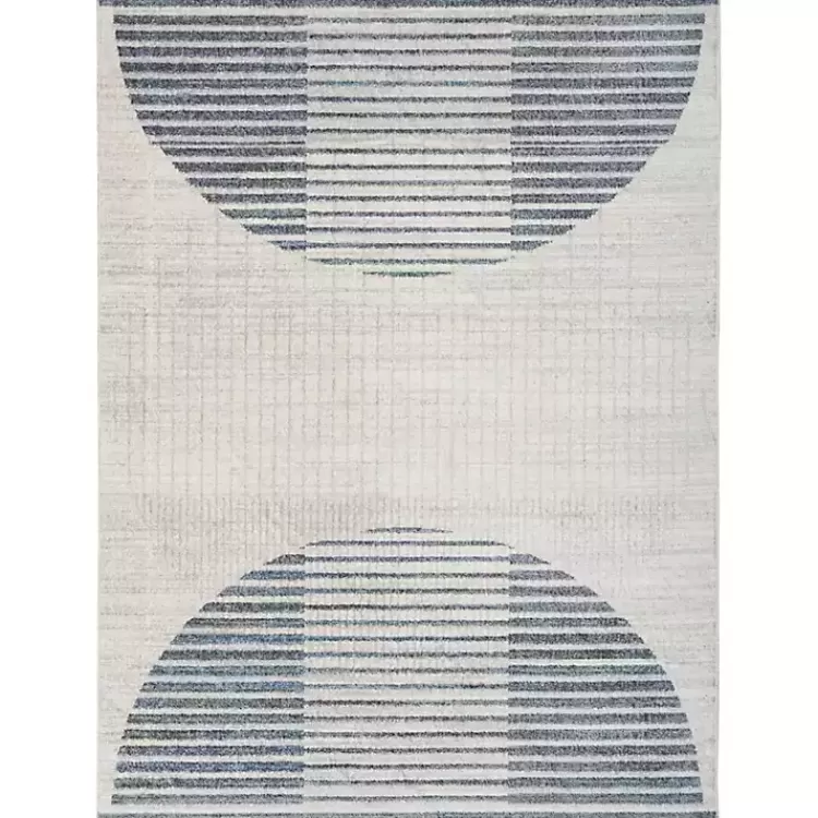 Blue and Ivory Half Moon Washable Area Rug, 5x7>Kirklands Home Flash Sale