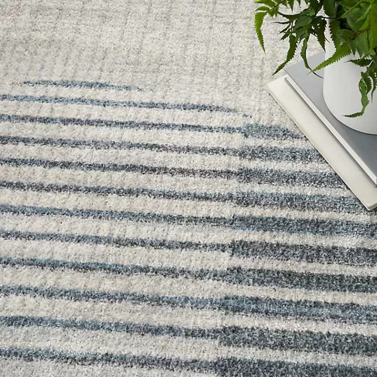 Blue and Ivory Half Moon Washable Area Rug, 5x7>Kirklands Home Flash Sale