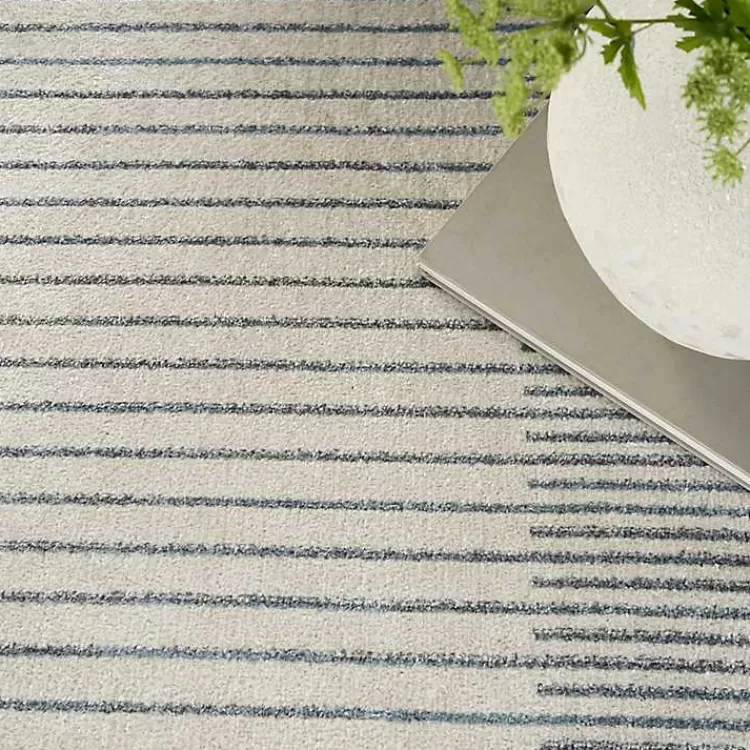 Blue and Ivory Linear Orb Washable Area Rug, 5x7>Kirklands Home Clearance