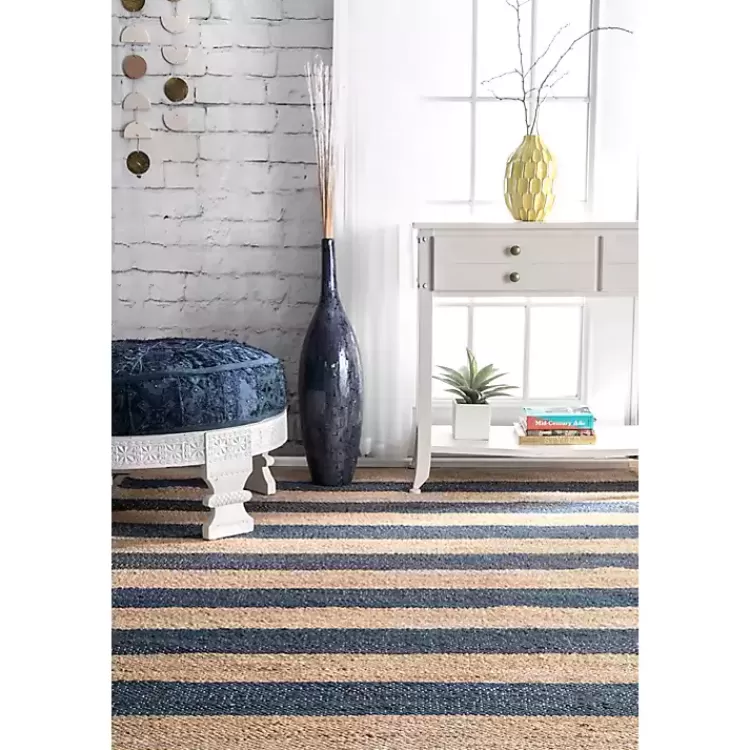 Blue and Natural Stripe Area Rug, 5x8>Kirklands Home New