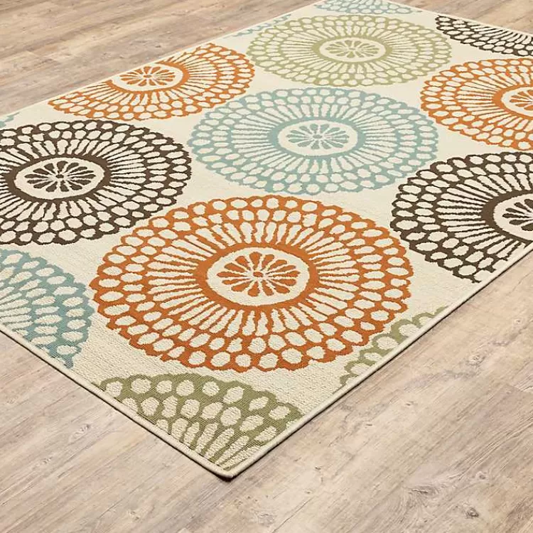 Blue and Orange Circles Outdoor Area Rug, 3x5>Kirklands Home Flash Sale