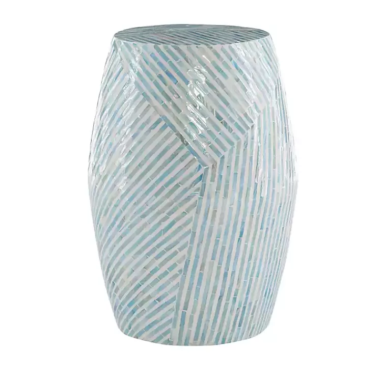 Blue and White Mosaic Capiz Shell Drum End Table>Kirklands Home Cheap