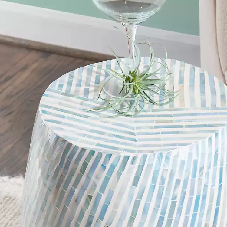 blue_and_white_mosaic_capiz_shell_drum_end_table_3.webp Blue and White Mosaic Capiz Shell Drum End Table>Kirklands Home Cheap