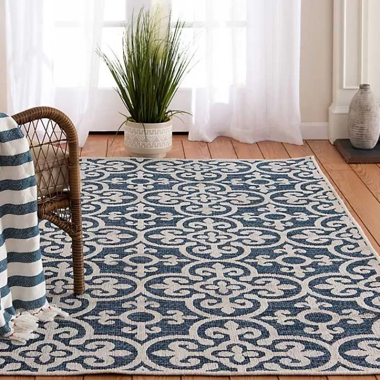 Blue Auckland Tile Outdoor Area Rug, 7x9>Kirklands Home Discount