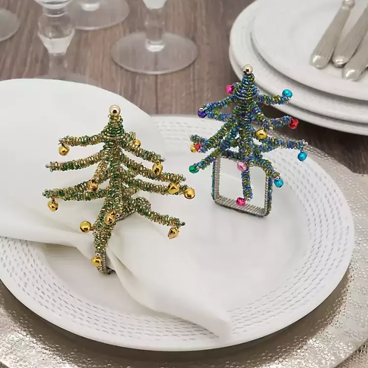 blue_beaded_christmas_tree_napkin_rings_set_of__3.webp Blue Beaded Christmas Tree Napkin Rings, Set of 4>Kirklands Home Cheap