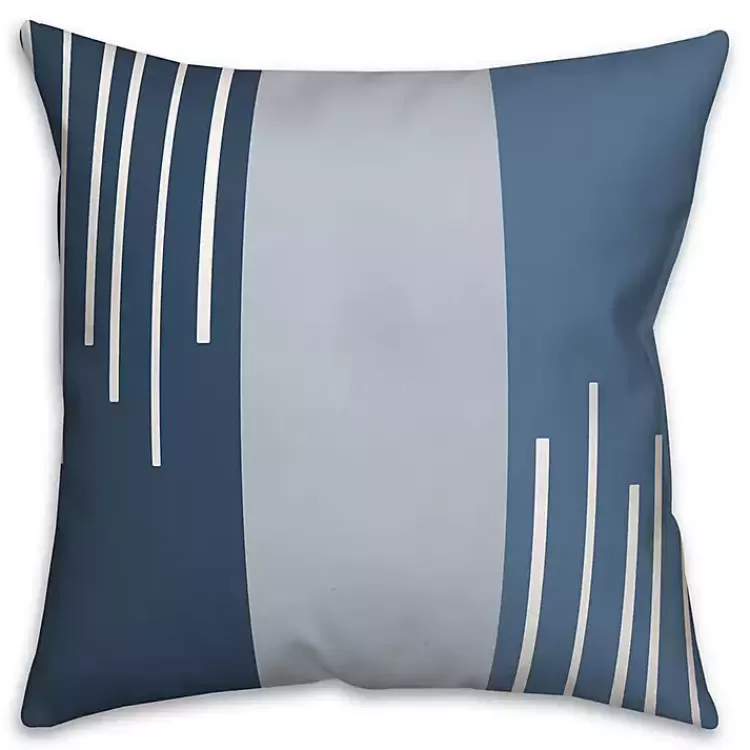 Blue Blocks and Stripes Outdoor Throw Pillow>Kirklands Home New