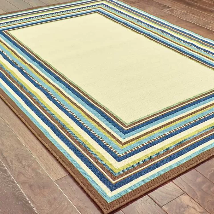 Blue Bordered Capetown Area Rug, 5x7>Kirklands Home Discount