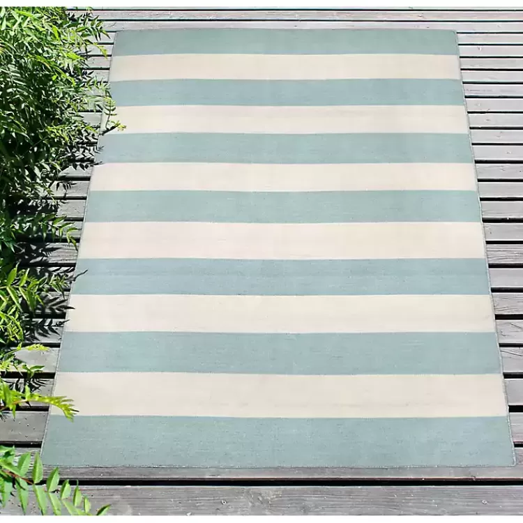 Blue Cabana Stripe Indoor/Outdoor Area Rug, 7x9>Kirklands Home Best Sale