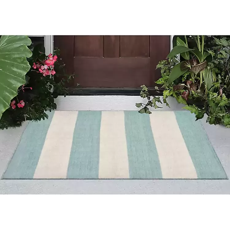 Blue Cabana Stripe Indoor/Outdoor Scatter Rug>Kirklands Home Cheap