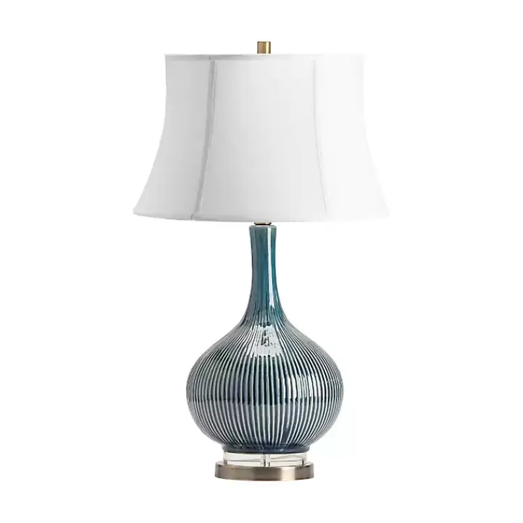 Blue Ceramic Stripe Base Table Lamp>Kirklands Home Fashion