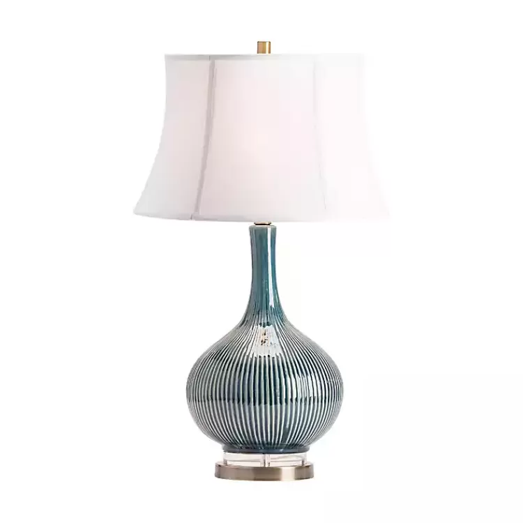 Blue Ceramic Stripe Base Table Lamp>Kirklands Home Fashion