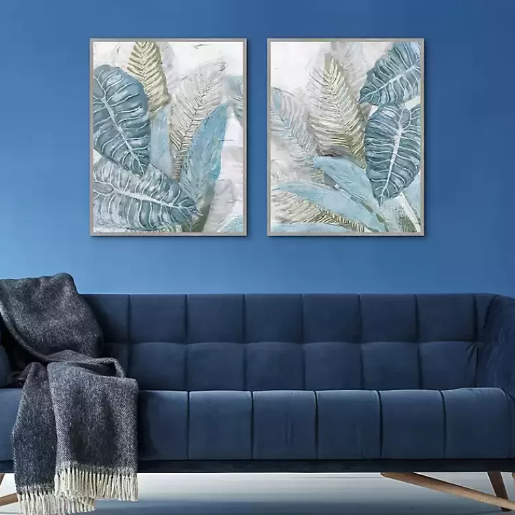 Blue Coastal Leaves I & II Canvas Prints, Set of 2>Kirklands Home Fashion
