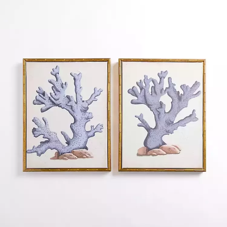 Blue Coral Framed Canvas Art Prints, Set of 2>Kirklands Home Clearance