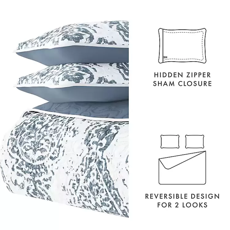 blue_damask_reversible_pc_king_quilt_set_6.webp Blue Damask Reversible 3-pc. King Quilt Set>Kirklands Home Online