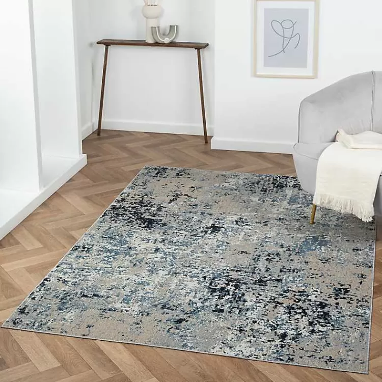 Blue Distressed Washable Area Rug, 7x9>Kirklands Home Clearance