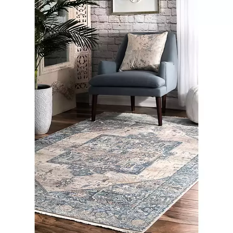 Blue Eli Medallion Fringe Area Rug, 4x6>Kirklands Home Clearance