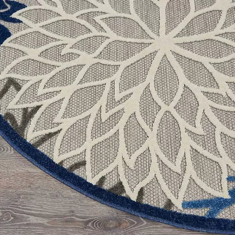 Blue Floral Burst Round Outdoor Area Rug, 5x5>Kirklands Home Best Sale