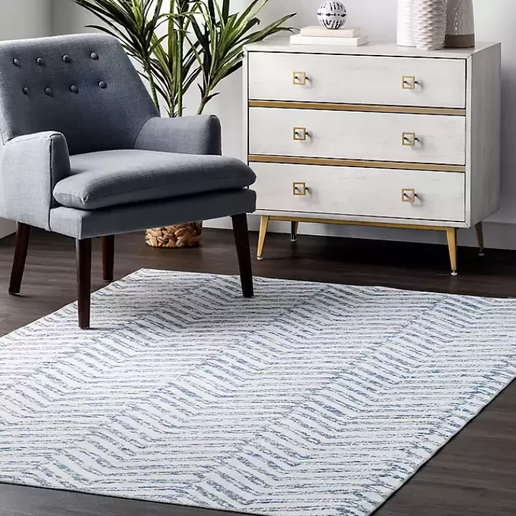 Blue Geometric Pattern Washable Runner>Kirklands Home Best
