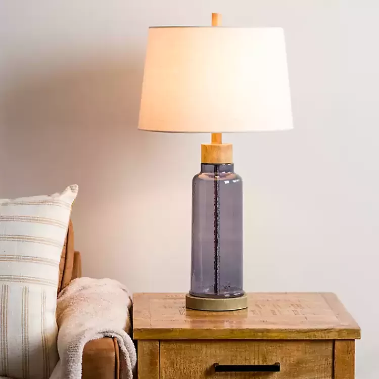 Blue Glass with Wood Trim Table Lamp>Kirklands Home Shop