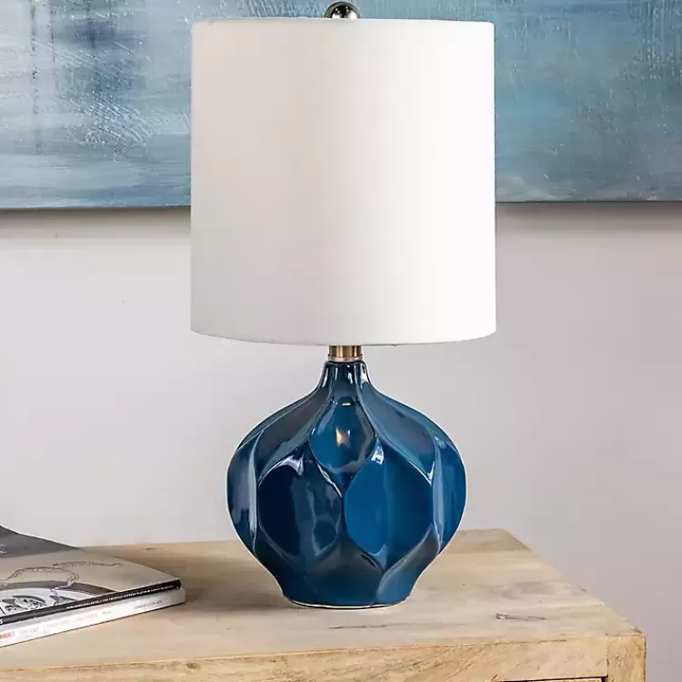 Blue Glazed Geometric Table Lamp>Kirklands Home Online
