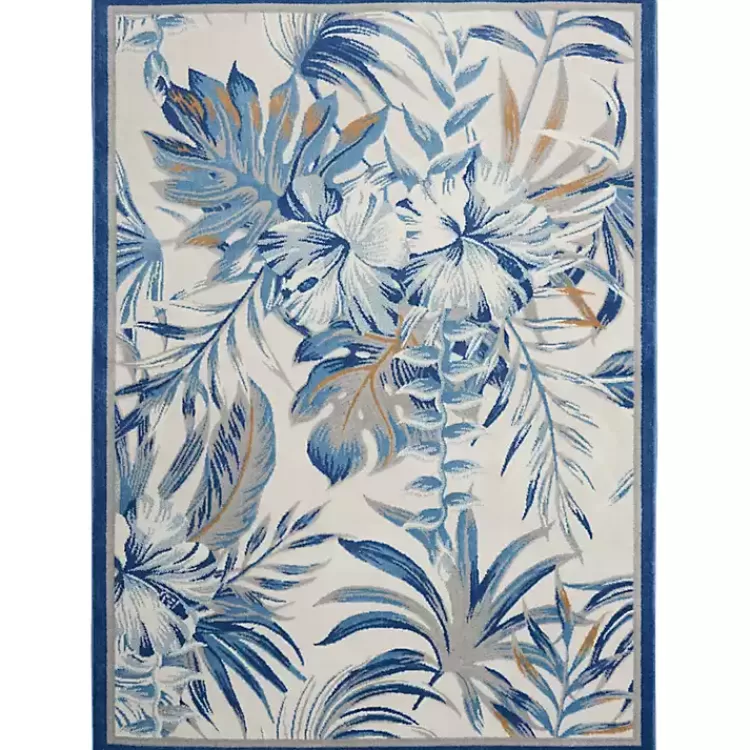 Blue Grand Leaf Coastal Area Rug, 5x7>Kirklands Home Outlet