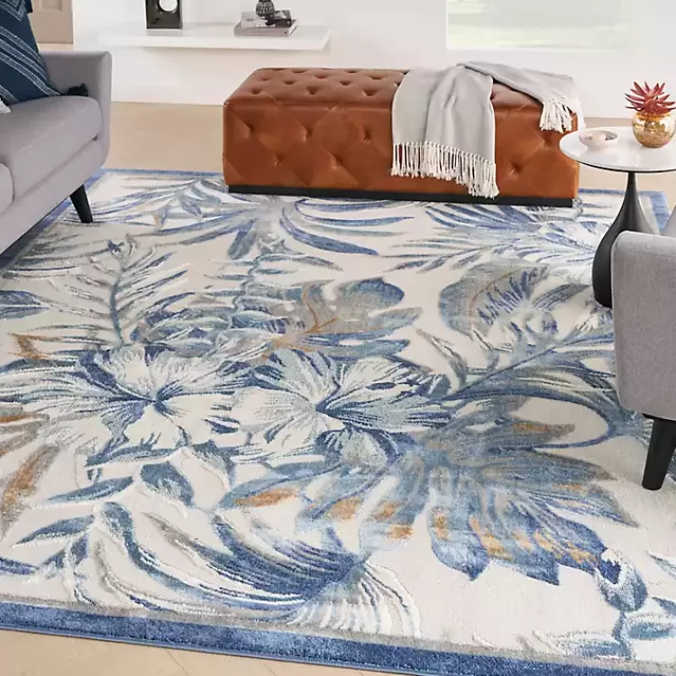 Blue Grand Leaf Coastal Area Rug, 7x9>Kirklands Home Shop