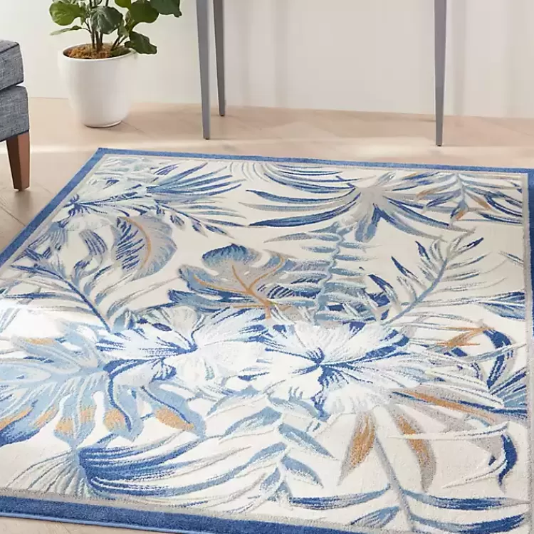 Blue Grand Leaf Coastal Area Rug, 5x7>Kirklands Home Outlet