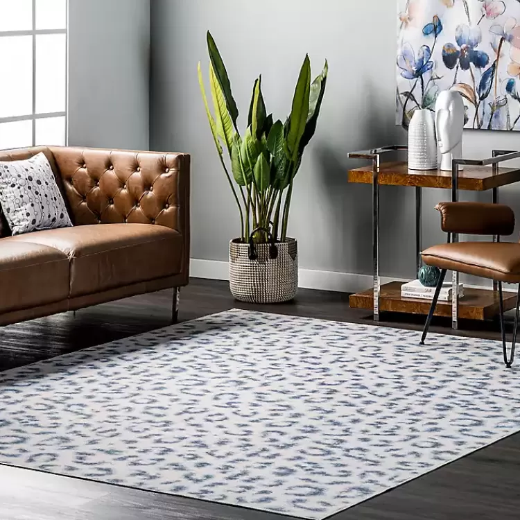 Blue Leopard Spots Washable Area Rug, 5x8>Kirklands Home New