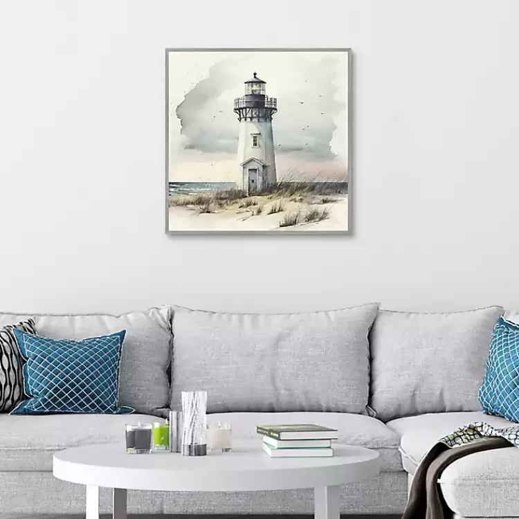 Blue Lighthouse Framed Canvas Art Print>Kirklands Home Clearance