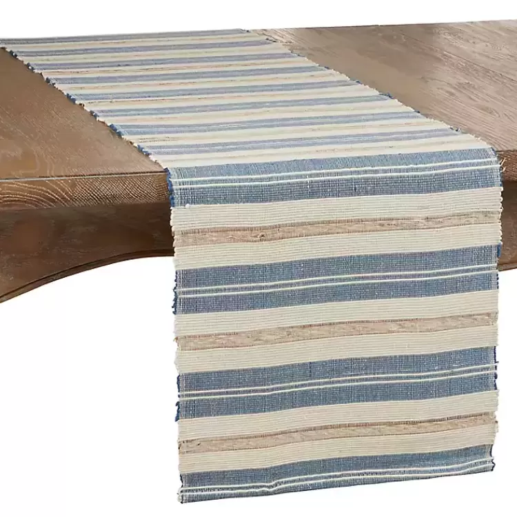 Blue Long Striped Water Hyacinth Table Runner>Kirklands Home Shop