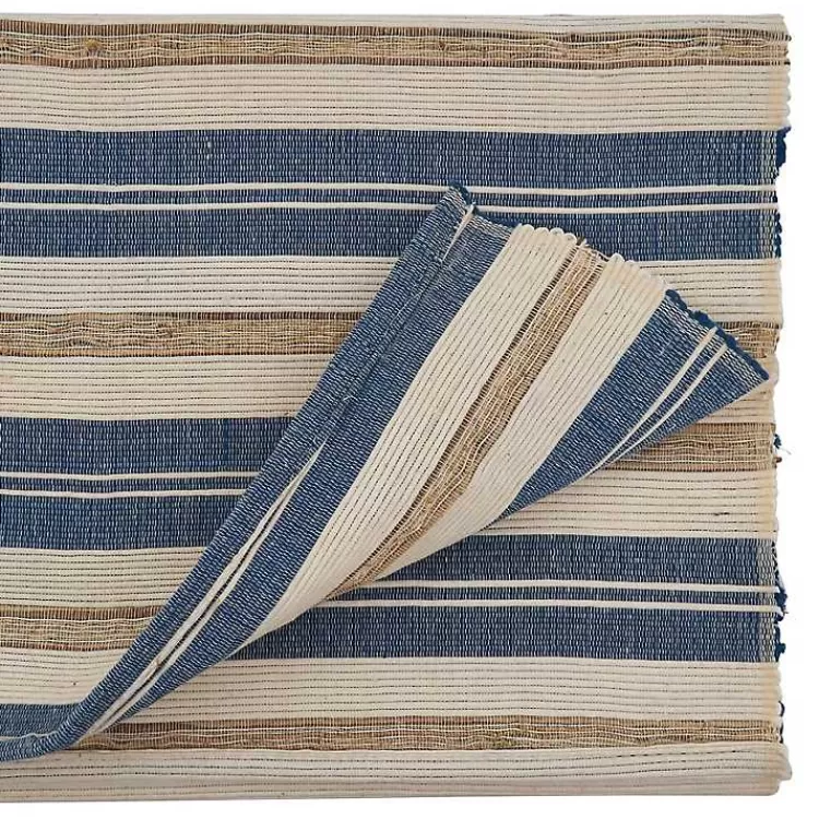 Blue Long Striped Water Hyacinth Table Runner>Kirklands Home Shop