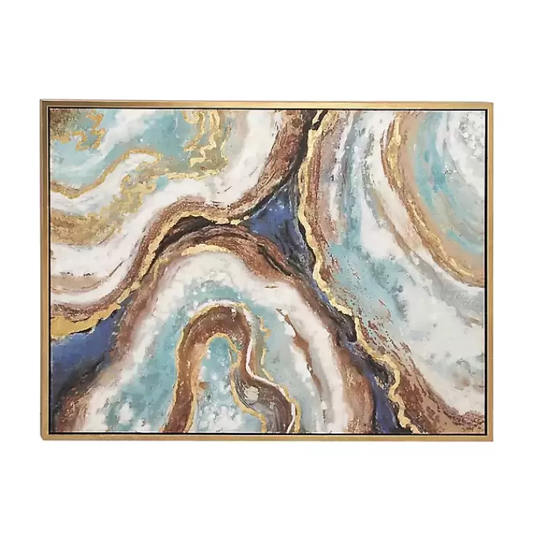 Blue Marbling Agate Framed Canvas Art Print>Kirklands Home Cheap