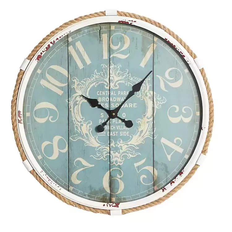 Blue Metal and Rope Wall Clock>Kirklands Home Best Sale