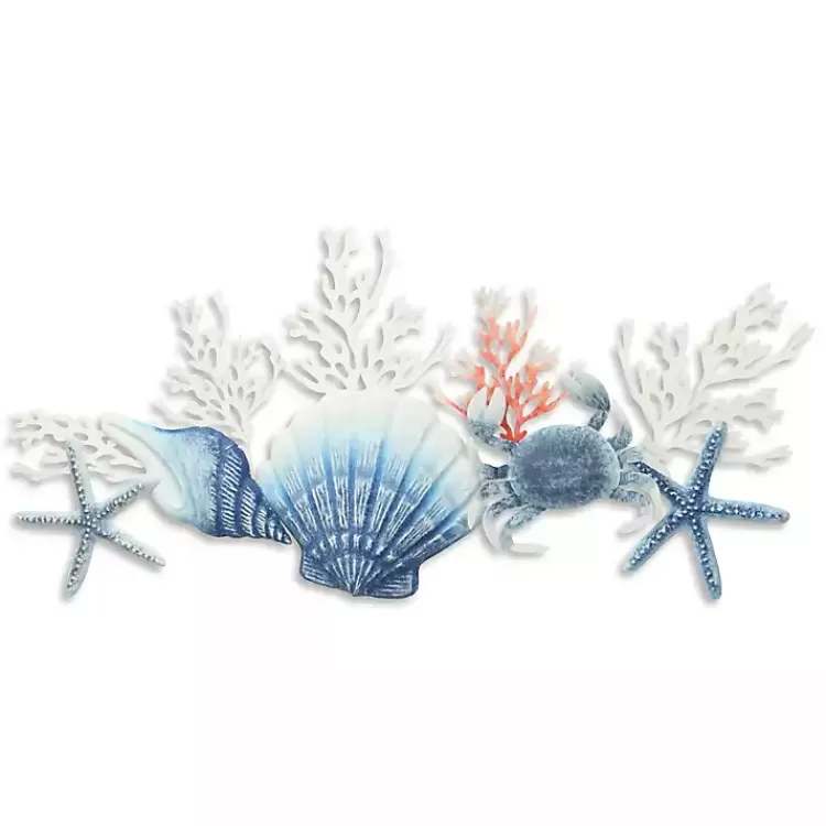 Blue Metal Coral and Shell Wall Plaque>Kirklands Home Flash Sale