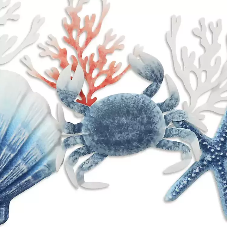 Blue Metal Coral and Shell Wall Plaque>Kirklands Home Flash Sale