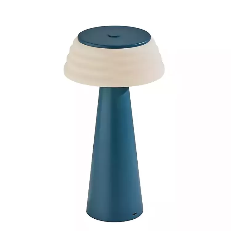 Metal Cordless Lamp with White Ribbed Shade>Kirklands Home Cheap