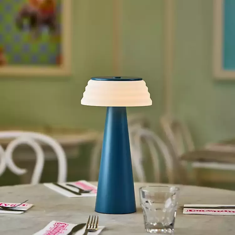 blue_metal_cordless_lamp_with_white_ribbed_shade_6.webp Metal Cordless Lamp with White Ribbed Shade>Kirklands Home Cheap