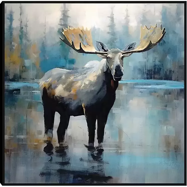 Blue Moody Moose Framed Canvas Art Print>Kirklands Home Cheap