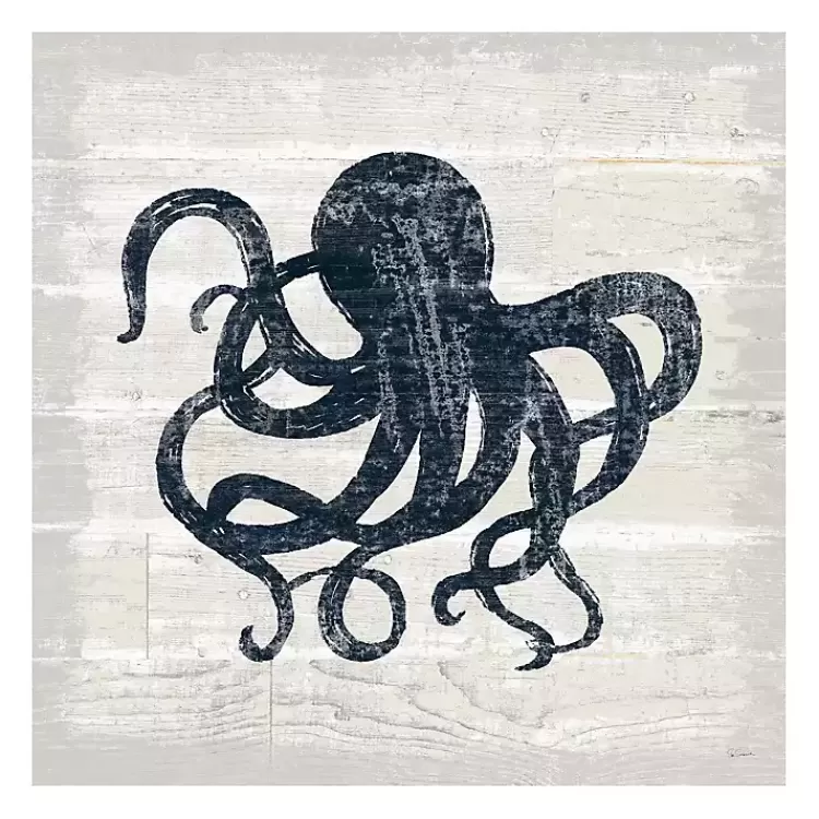 Blue Octopus Driftwood Canvas Art Print>Kirklands Home Fashion