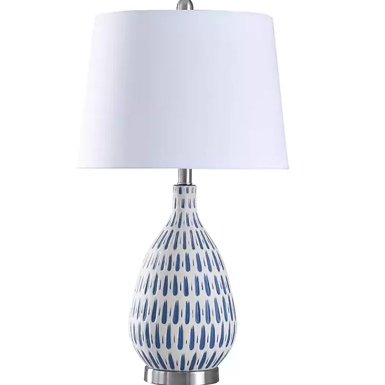 Blue Off-White Ceramic and Steel Table Lamp>Kirklands Home Hot